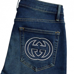 Gucci blue denim jeans with GG monogram embroidery on back pocket