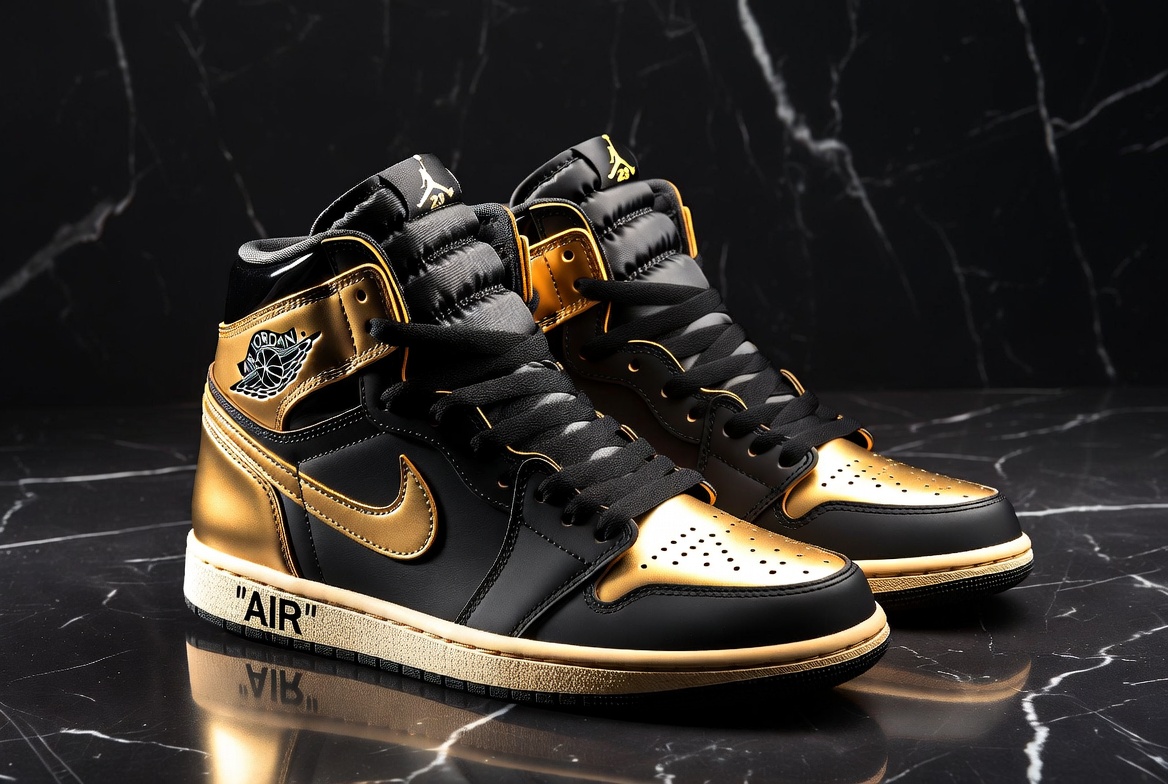 Limited Edition Jordan 1 High – Black & Gold Luxury Sneakers