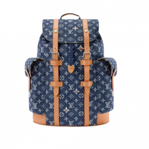 Large Blue Louis Vuitton Monogram Style Luxury Backpack