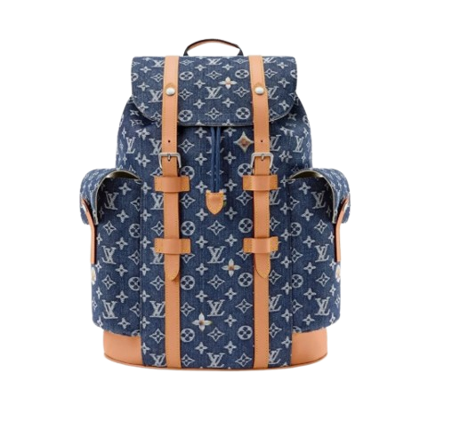 Large Blue Louis Vuitton Monogram Style Luxury Backpack