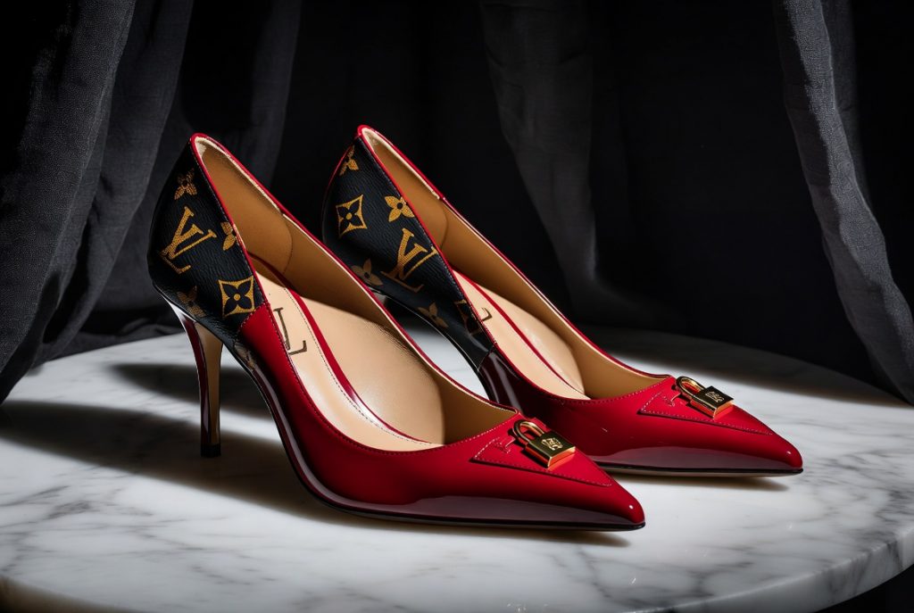 Authentic Louis Vuitton Red & Black Designer Heels