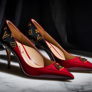 Authentic Louis Vuitton Red & Black Designer Heels