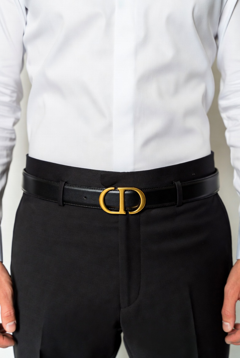 Men's Dior Designer Leather Belt - Image 3