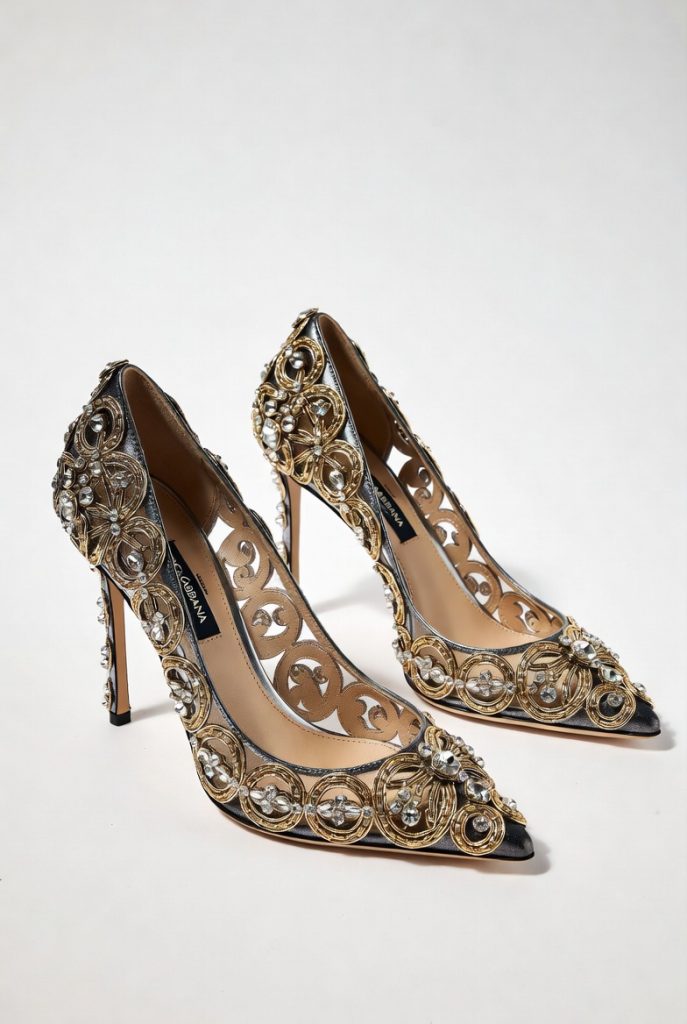 Dolce & Gabbana Sicily embellished designer stilettos featuring luxurious detailing, elegant silhouette, and Italian-inspired luxury fashion craftsmanship.