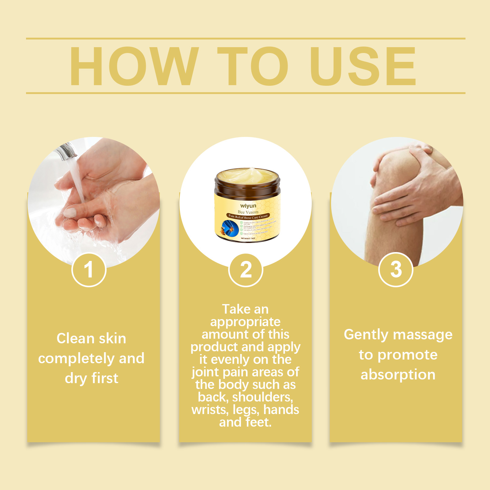 Wiyun Bee Venom Body Massage Cream – Gentle Daily Care for Knees, Wrists & Joints - Image 6